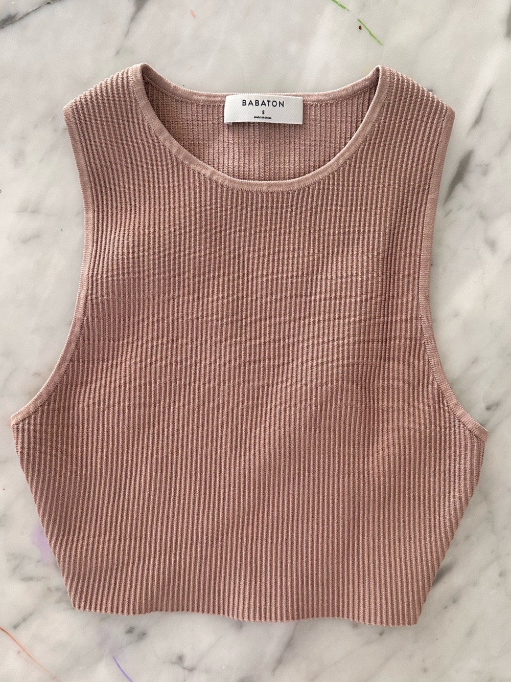 Babaton Dusty Rose Ribbed Crop Tank